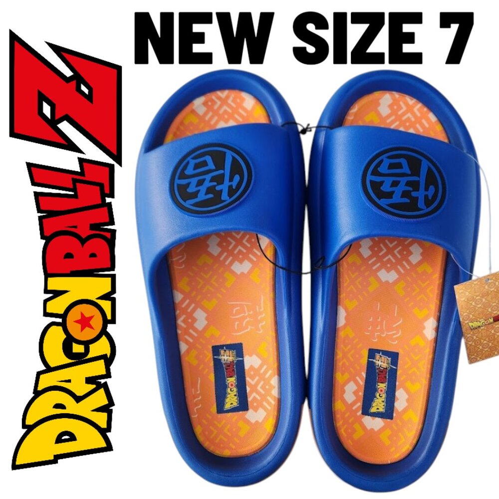 NEW DragonBall Z Dragon Ball Z Men’s Size 7 Slippers Sandals Slides Blue Orange